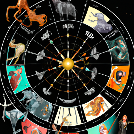 איור של גלגל המזלות, המייצג את שנים עשר המזלות האסטרולוגיים המשמשים באסטרולוגיה המערבית