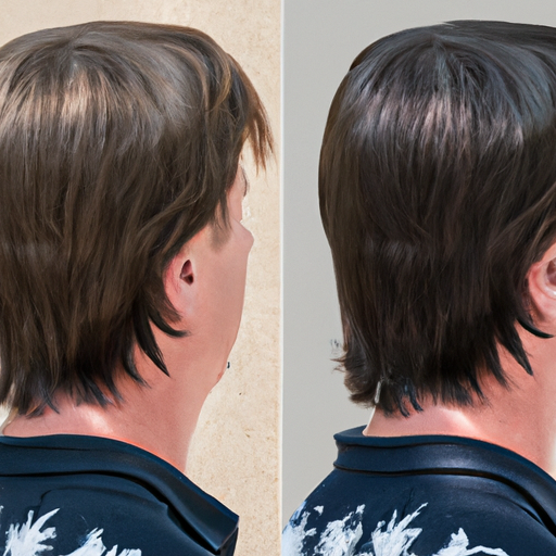תמונה של לפני ואחרי המציגה שיער מוכן כהלכה לחיתוך בורי.