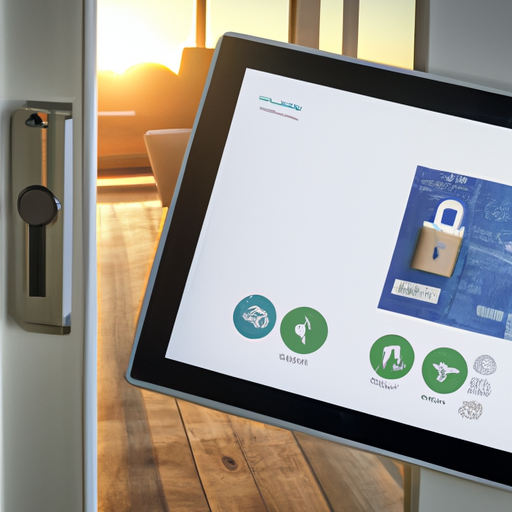 צילום מערכת בית חכם בטאבלט, כאשר אפליקציית נעילת הדלת החכמה פועלת